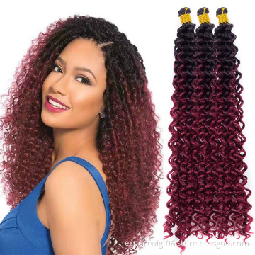 Water Deep Twist Crochet Hair Water Wave Braids Hair Extension Synthetic Fiber 14 Inch Solid And Mixed Color Black Gray Brown